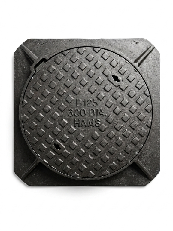 B125: 600mm Dia. Cast-iron Single Seal Manhole cover with Frame - 12.5T — HAMS ENGINEERING (PVT) LTD